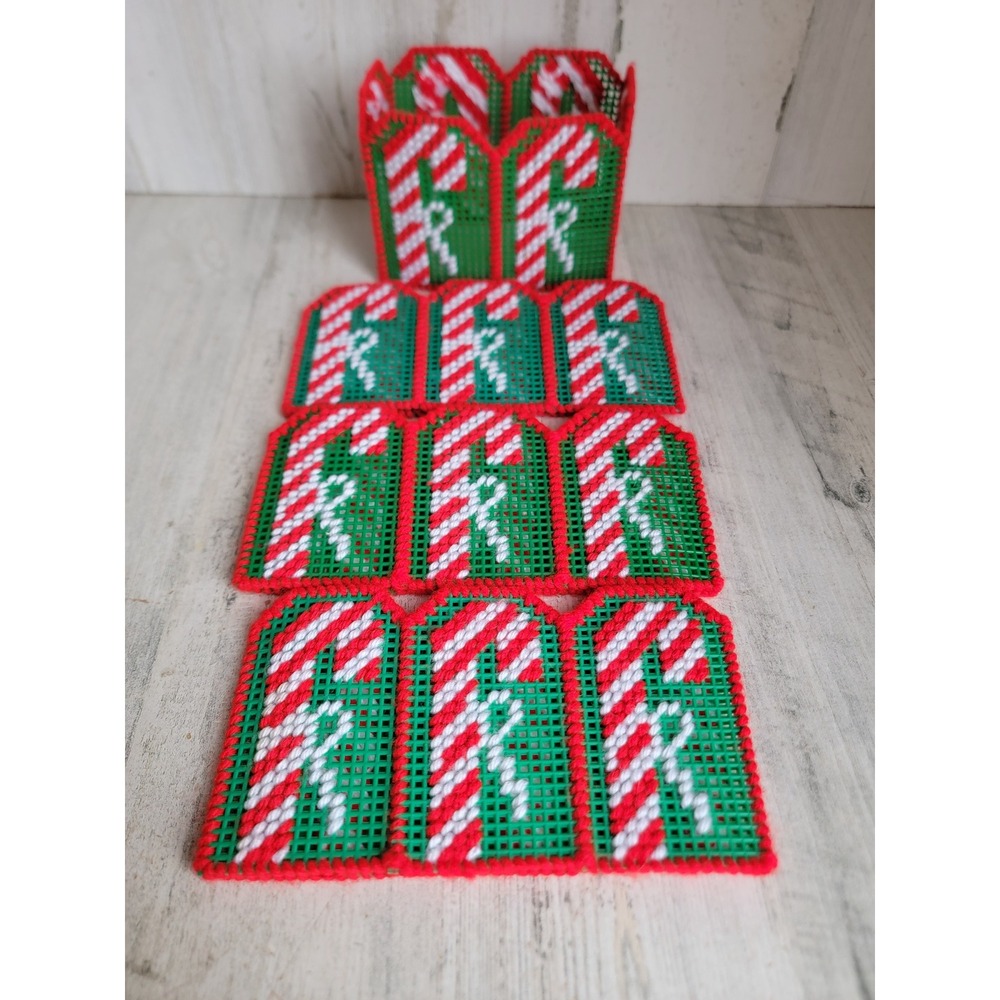 Candy cane vintage candle cover 3 wick unique Xmas set home‎ decor